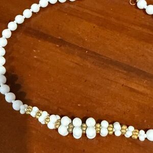 Vintage Signed Miriam Haskell White Glass Bead Necklace